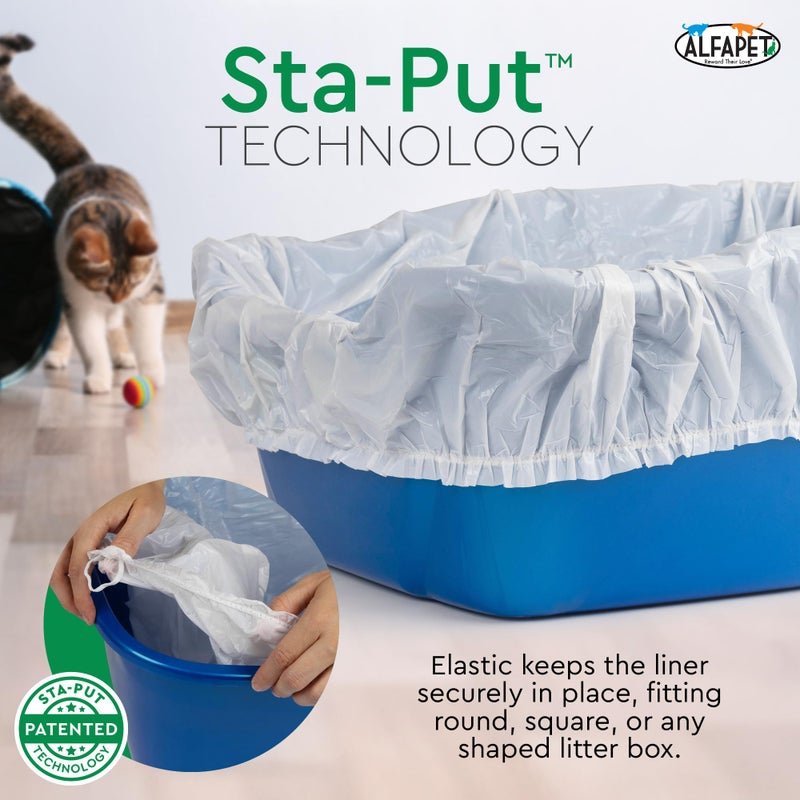 Alfapet Elastic Cat Litter Box Liners - Super Jumbo 13 Count - Tear-Resistant Cat Litter Bags, Waterproof Kitty Litter Liners - Fits Litterbox Pan Sizes X-Giant, Jumbo 42" x 20" x 2 MIL 30 lb Capacity - Image 5